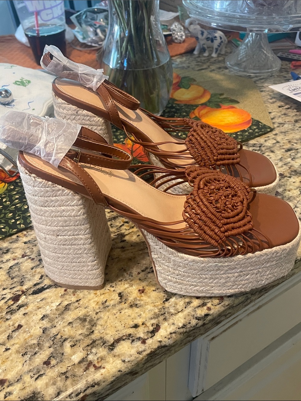 Shoedazzle wedge heeled sandals NWOB
